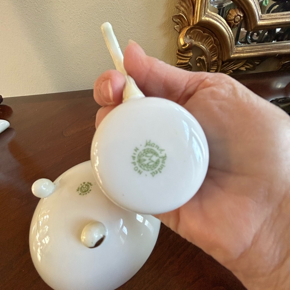 Antique 2 piece Nippon porcelain hand painted condiment set - Picture 4 of 6